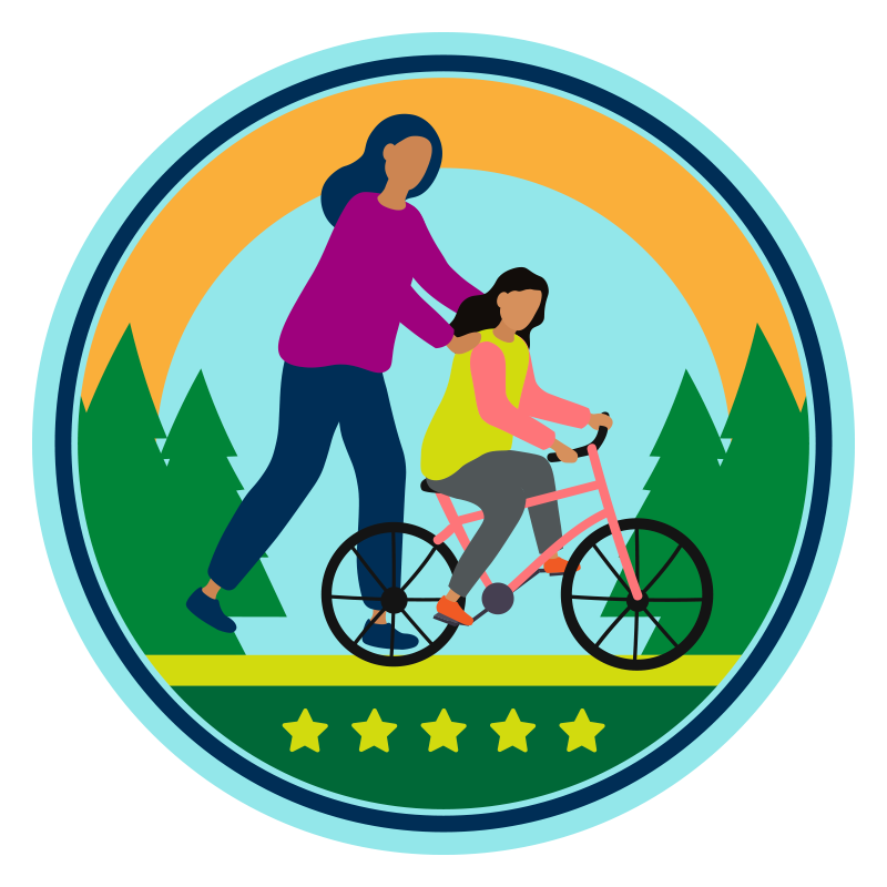 Pictographic of a child riding a bike