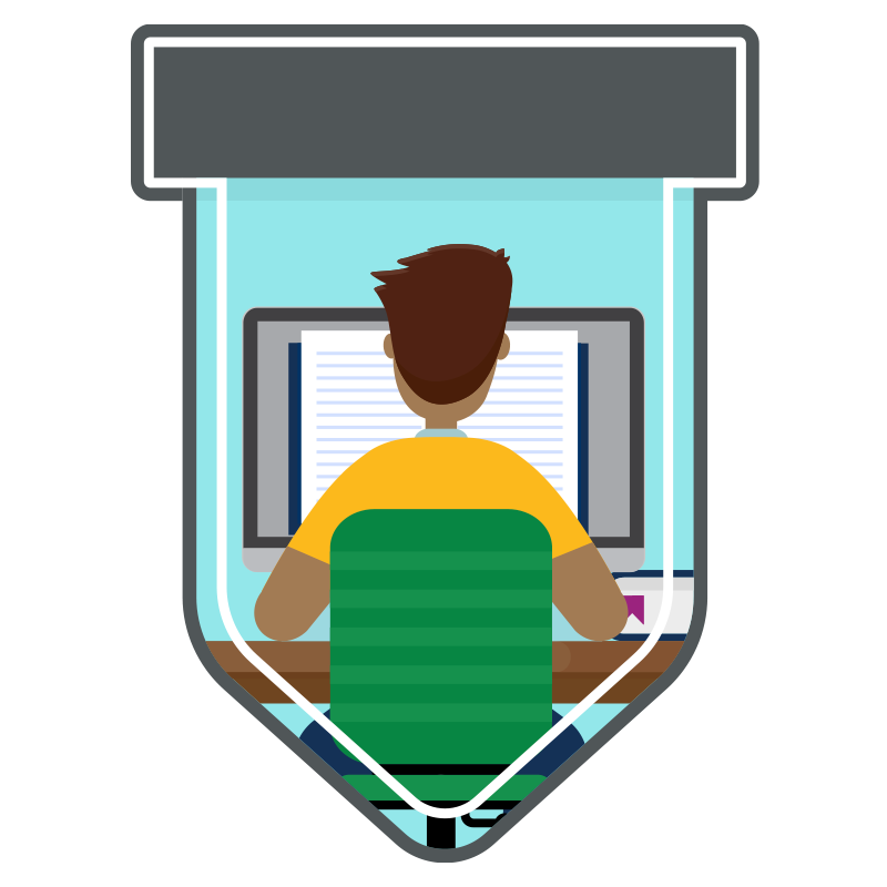 Pictographic of a person working at a computer