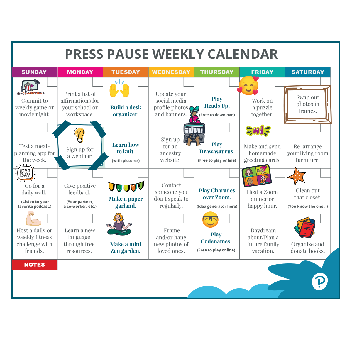 Press Pause Calendar Graphic