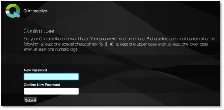 Q-interactive change password screen