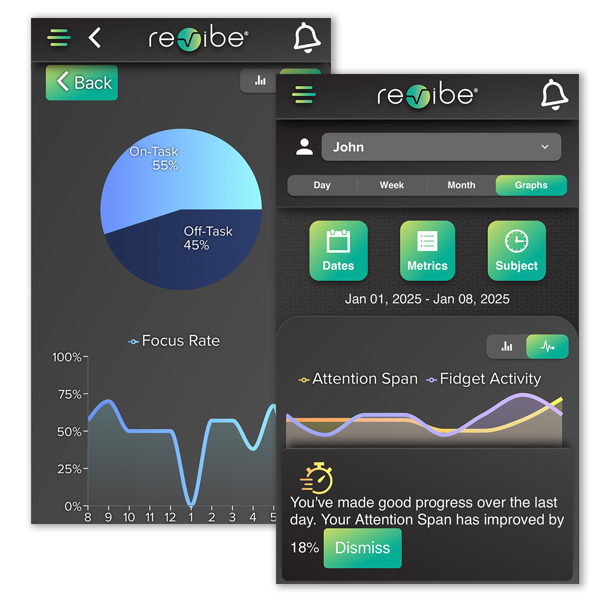 Revibe app screens