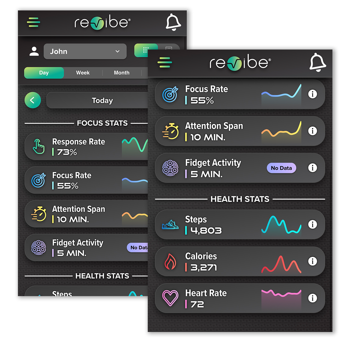 Revibe app screens