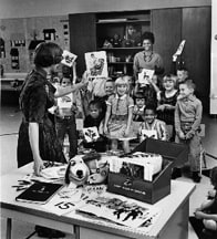 Smiling children in a classroom