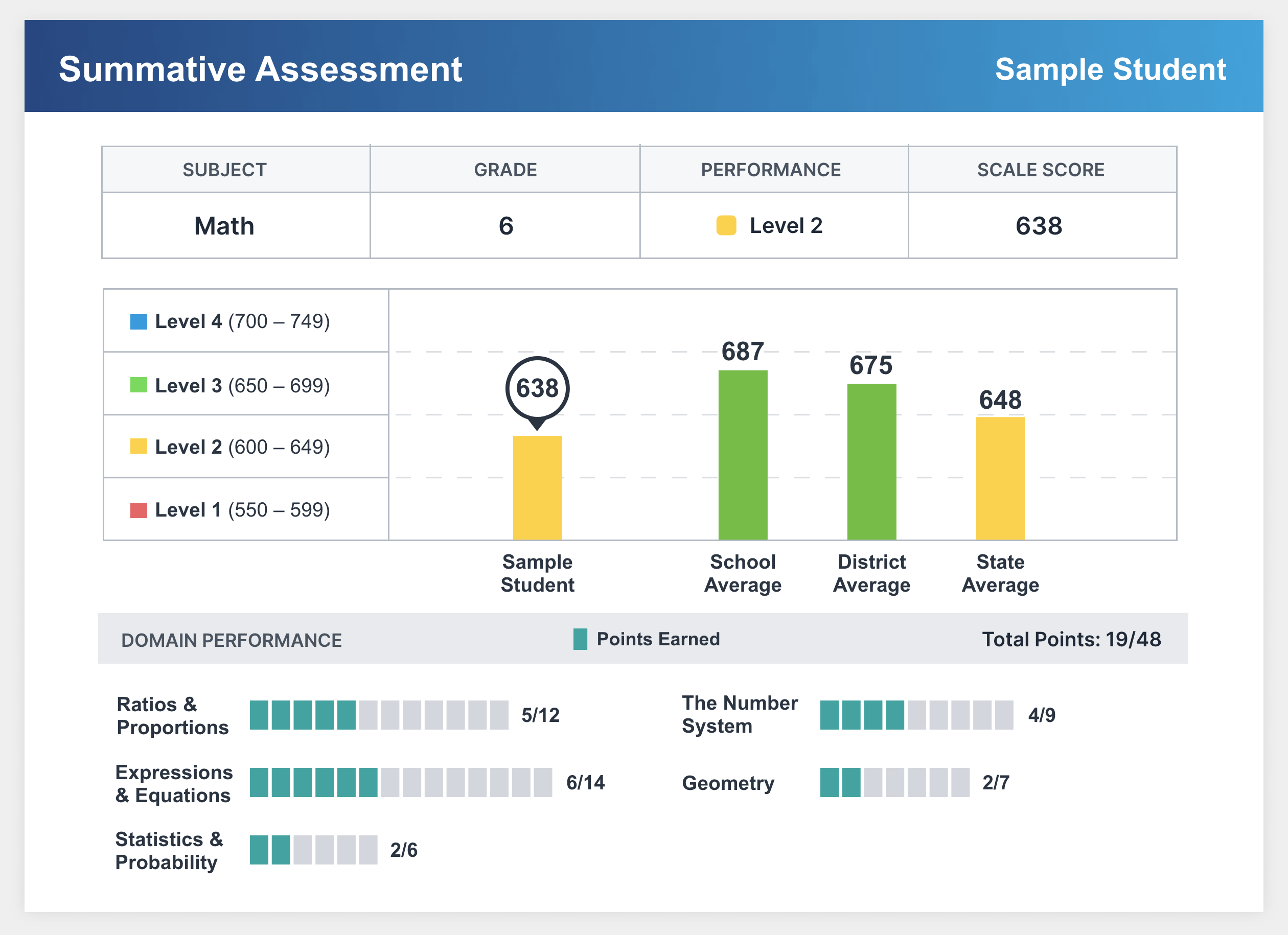 Summative Assessment Sample Report