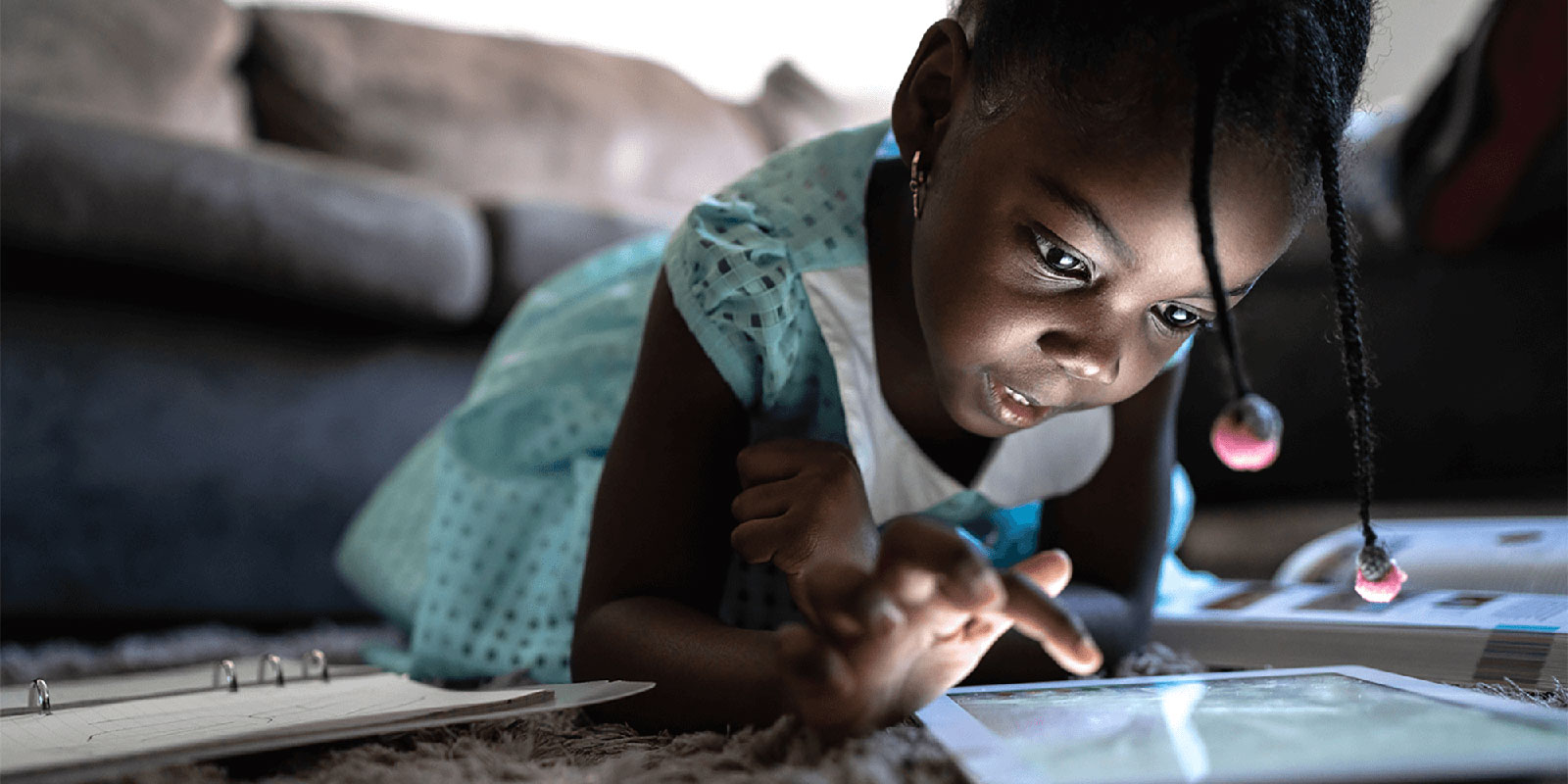 Young child using a tablet device
