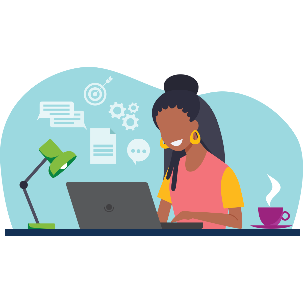 Illustration of a woman on a computer