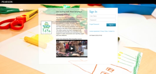 Work Sampling System sign in screen